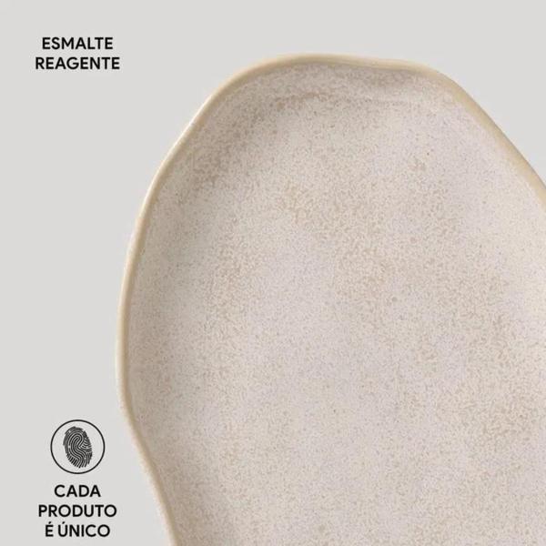 Imagem de Travessa Oval Rasa Stoneware Latte Bege Porto Brasil 20x30