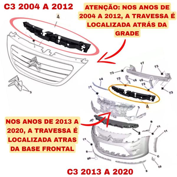 Imagem de Travessa Painel Frontal Citroen C3 Origine Tendance 2012 2013 2014 2015 2016 2017 2018 2019