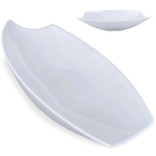 Imagem de Travessa para Buffet Salada 46cm Oval Curva Funda para Restaurante Melamina Premium Resistente Branca  Bestfer 