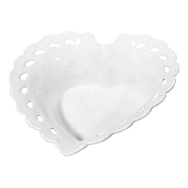 Imagem de Travessa Porcelana Coração Hand Food Branco 29x27,5x2,5cm