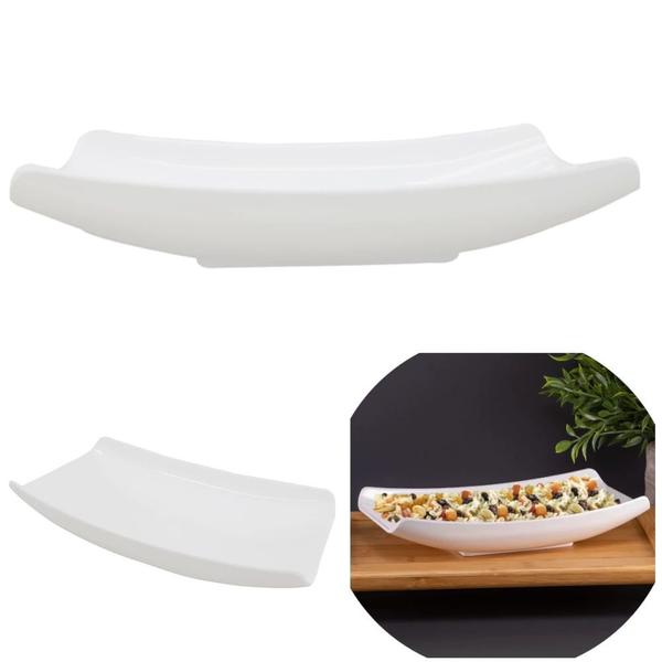 Imagem de Travessa Prato Curva 30 Cm para Finger Food em Melamina Premium Branca  Bestfer 