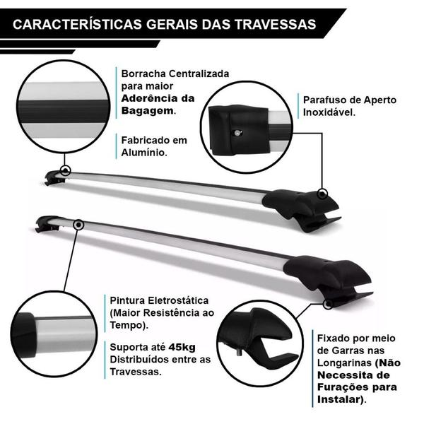 Travessa Rack Bagageiro Pajero Tr4 2010 A 2016 Slim Prata - SP RACK Imagem de Travessa Rack Bagageiro Pajero Tr4 2010 A 2016 Slim Prata