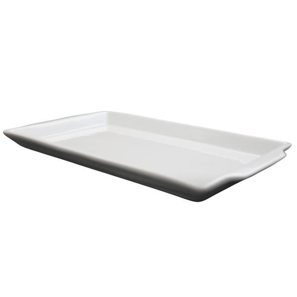 Imagem de Travessa Rasa Grande Porcelana Branca 37 x 19 cm 2 Linha Retangular Bandeja Buffet Refratária Alta Qualidade