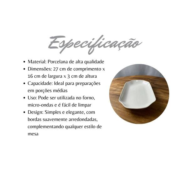 Imagem de Travessa Refrataria De Porcelana Branco 27 X 16 X 3Cm Lyor