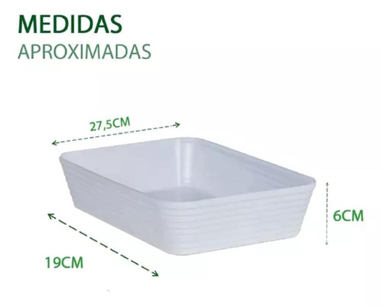 Imagem de Travessa Retangular Com Friso Le Chef  27,5x19x6 cm Branca/Creme