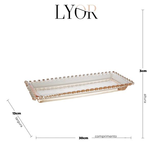 Imagem de Travessa Retangular Lyor Linha Coração Cristal Ambar Metalizado