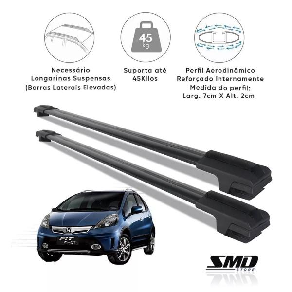 Travessa Teto Larga Aluminio Preto Fit Twist 2012 À 2016 - SMD Imagem de Travessa Teto Larga Aluminio Preto Fit Twist 2012 À 2016