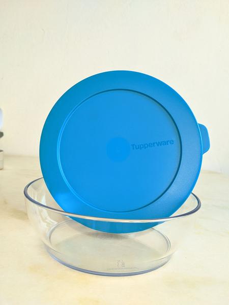 Imagem de Travessa Vasilha Transparente Tampa Azul p/Servir (Tigela Clear) 750mL - Tupperware