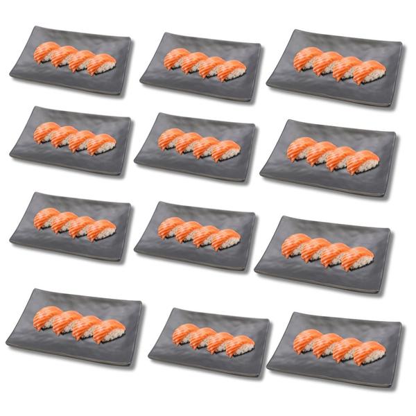 Imagem de Travessas retangular japonesa melamine sakura 20cm sushi temaki yangzi preto