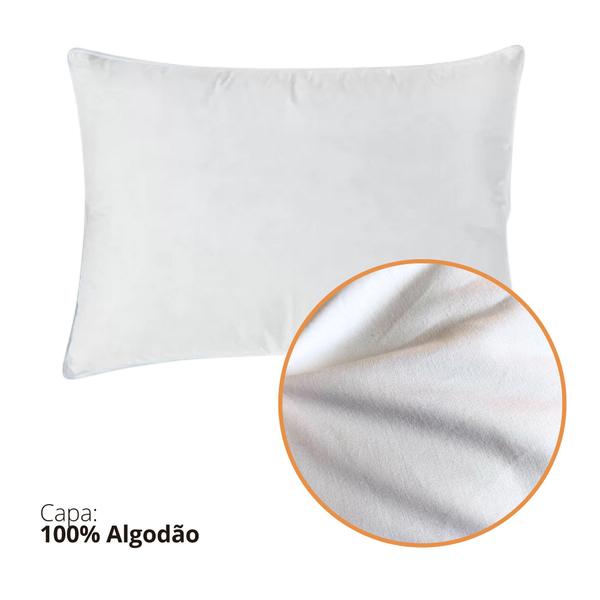 Travesseiro 50x70cm Plumas e Penas de Ganso Revestimento 100% Algodão - Daune Imagem de Travesseiro 50x70cm Plumas e Penas de Ganso Revestimento 100% Algodão