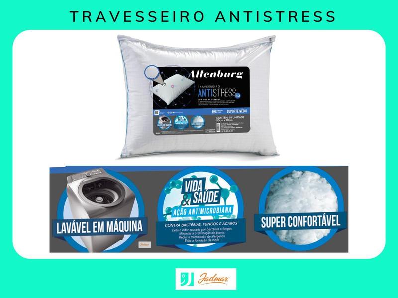 Imagem de Travesseiro Altenburg Antistress Tech 50x70 - 100% Fibra de Poliéster - Ação Antimicrobiana -  Para Quem Dorme de Lado