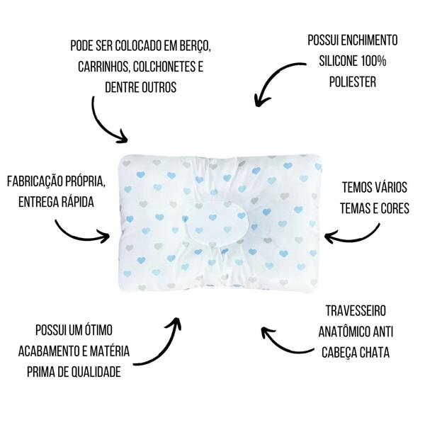 Imagem de Travesseiro Anatômico Cabeça Chata Modelador Para Bebê Recém Nascido