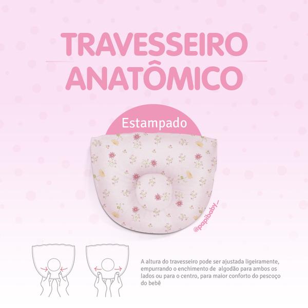 Travesseiro Anatômico de Bebê 100% Algodão Estampado Papi Imagem de Travesseiro Anatômico de Bebê 100% Algodão Estampado Papi