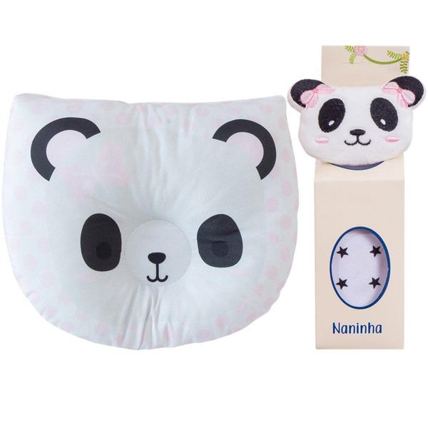 Imagem de Travesseiro Anatômico + Naninha para Bebê Panda Rosa