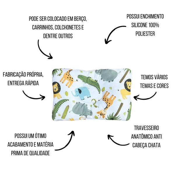 Imagem de Travesseiro Anatômico p/ Bebê Recém Nascido Modelador Cabeça Chata