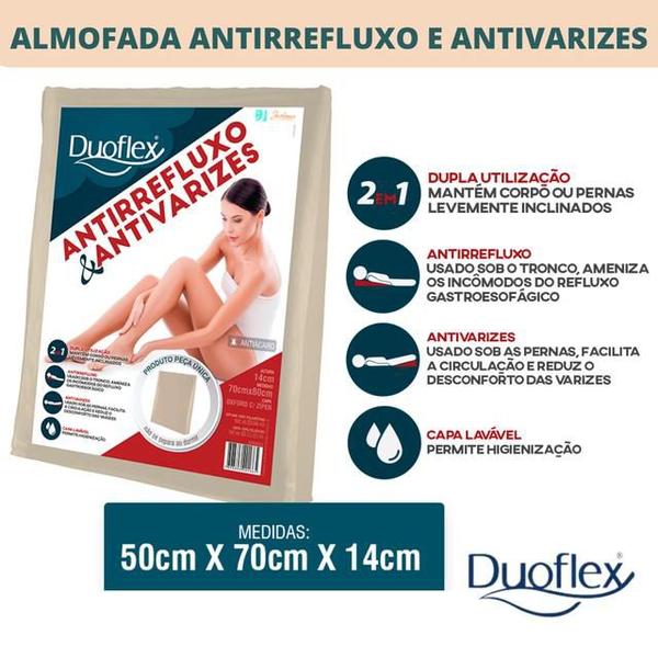 Imagem de Travesseiro Antirrefluxo e  Antivarizes Duoflex - Mantém o corpo e pernas levemente inclinados - Peça única sem emenda , não se separa ao dormir