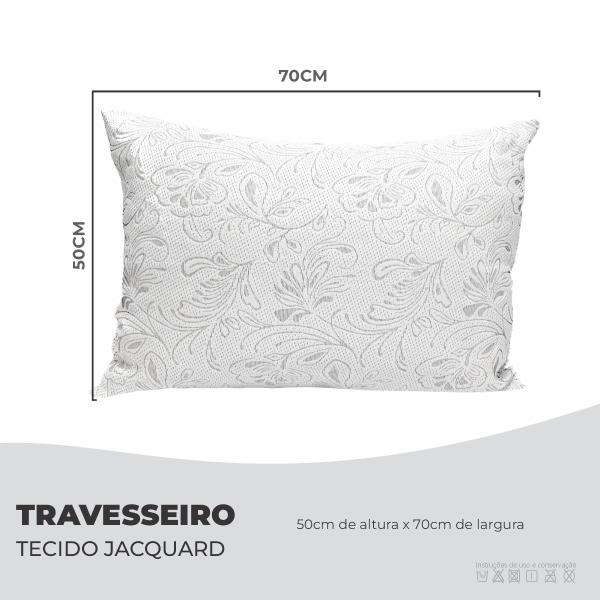 Imagem de Travesseiro Avulso 100% Algodão Jacquard 50x70 Luxo Conforto