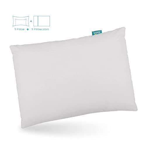 Imagem de Travesseiro bebê toddler com fronha para meninos e meninas (13"x 18"), Travesseiros infantis para dormir, Travesseiro de Viagem Certificado Oeko-TEX Padrão 100, Cinza & Azul Marinho