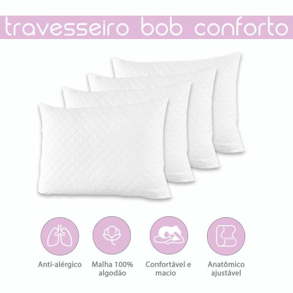 Imagem de Travesseiro Casal Conjunto Antialergico 50X70 Cm Fofo Branco