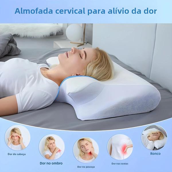 Imagem de Travesseiro Cervical Ergonômico de Espuma Viscoelástica - Suporte Ortopédico para o Pescoço