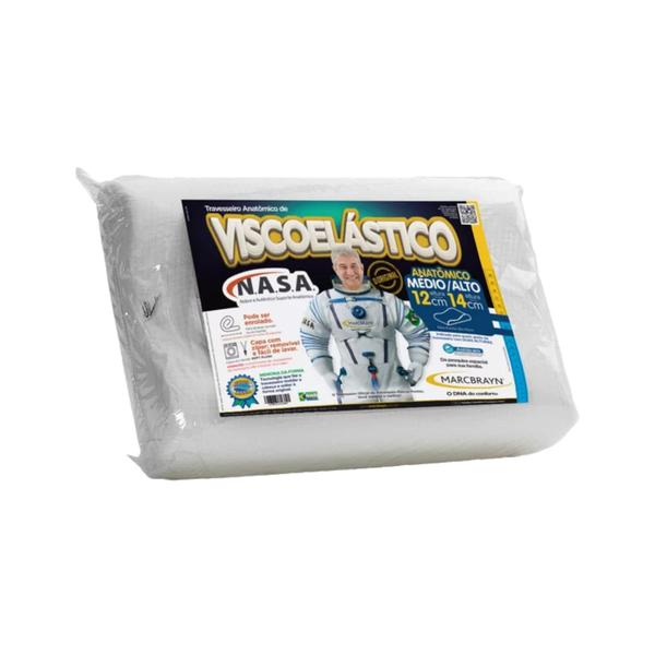 Travesseiro Cervical Nasa Com Espuma Viscoelástico - 14cm Médio/Alto - MarcBrayn Imagem de Travesseiro Cervical Nasa Com Espuma Viscoelástico - 14cm Médio/Alto