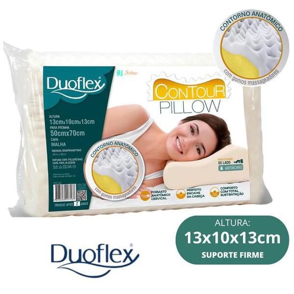 Imagem de Travesseiro Contour Pillow Duoflex - Ortopédico Cervical -  Perfil Anatômico firme auxilia o posicionamento correto da coluna vertebral