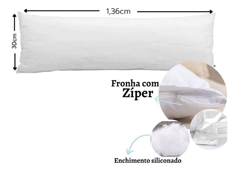 Imagem de Travesseiro Corpo 100% Silicone + Fronha Xuxão 1,35 x 48 cm