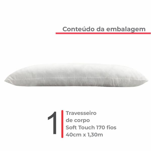 Imagem de Travesseiro de Corpo 40cm x 1,30m Soft Touch Branco