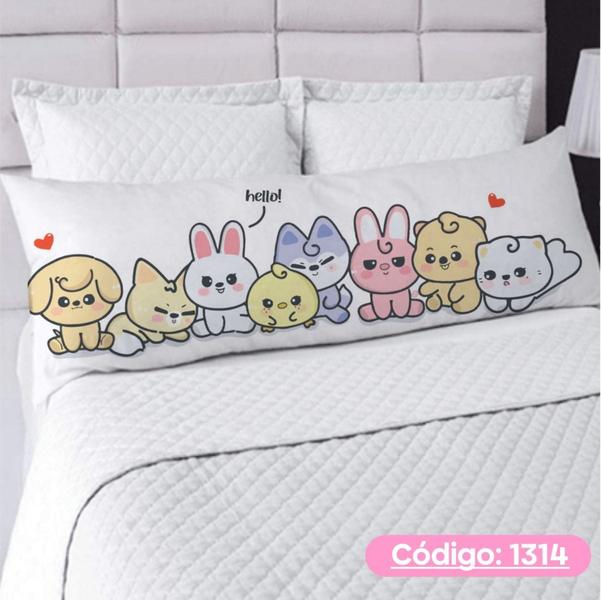 Imagem de Travesseiro De Corpo+Fronha Xuxão de Silicone Personalizado 1.25x0.45cm Com Estampas Gato Cachorro