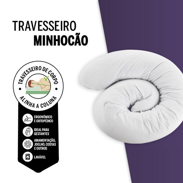 Imagem de Travesseiro De Corpo Malha 100% Algodão Multiuso 4178 Fibrasca - Branco