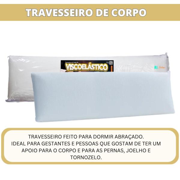 Imagem de Travesseiro de Corpo Viscoelástico Marcbrayn 135x40 - Macio Confortável - Ideal para Gestantes 