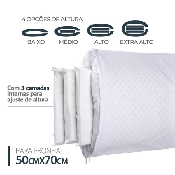 Imagem de Travesseiro Duoflex Altura Regulável NATURAL LÁTEX PREMIUM, com 04 opções de altura, 50 x 70 cm