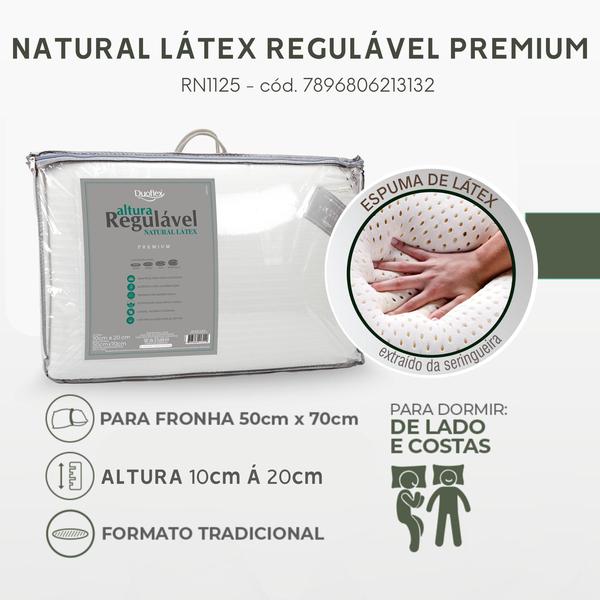 Imagem de Travesseiro Duoflex Altura Regulável NATURAL LÁTEX PREMIUM, com 04 opções de altura, 50 x 70 cm