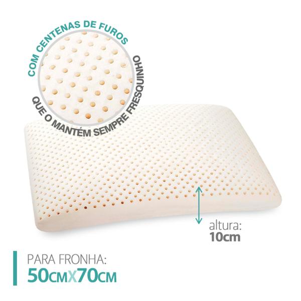 Imagem de Travesseiro Duoflex Natural Látex Slim 10 cm, Branco, para fronha 50 x 70 cm