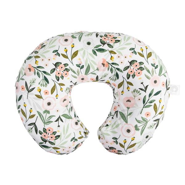 Imagem de Travesseiro e posicionador de enfermagem Boppy   original  de Flores do Jardim Rosa Amamentação, Alimentação de Mama, Apoio ao Bebê  com cobertura de mistura de algodão removível  Suporte ao tempo acordado, 20x16x5,5 Polegadas (Pacote de 1)