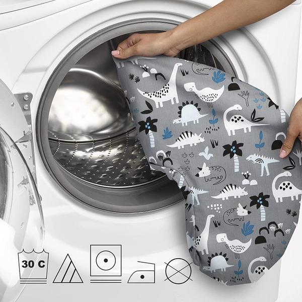 Imagem de Travesseiro e posicionador de enfermagem Boppy   original Dinossauros Cinzentos com  Branco, Preto e Azul Amamentação, Alimentação de Mama, Apoio ao Bebê  Com cobertura de mistura de algodão removível  Suporte ao tempo de despertar