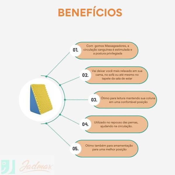 Imagem de Travesseiro Encosto Triangulo c/ Massageador Comfort Luck  45x65x30 - Indicado para Pós cirúrgico - Amamentação - Leitura - Descanso de pernas