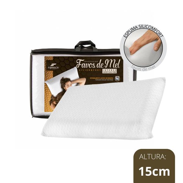 Imagem de Travesseiro Favos Intense 15cm + Protetor Impermeável de Cama Queen