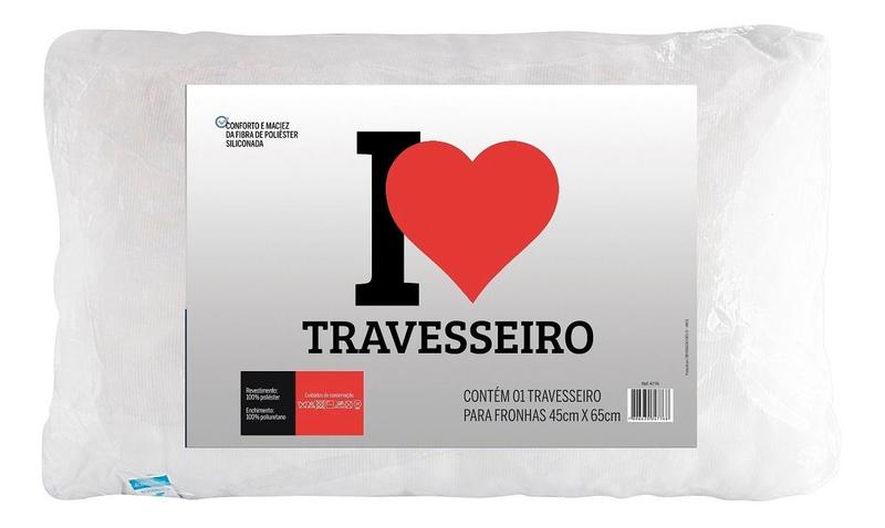 Imagem de Travesseiro Fibra Siliconizada I Love 15x45x65cm Da Fibrasca