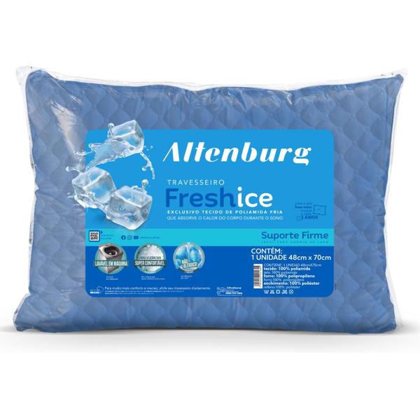 Imagem de Travesseiro Fresh Ice Suporte Firme Azul Poliamida e Silicone 48x70cm Altenburg