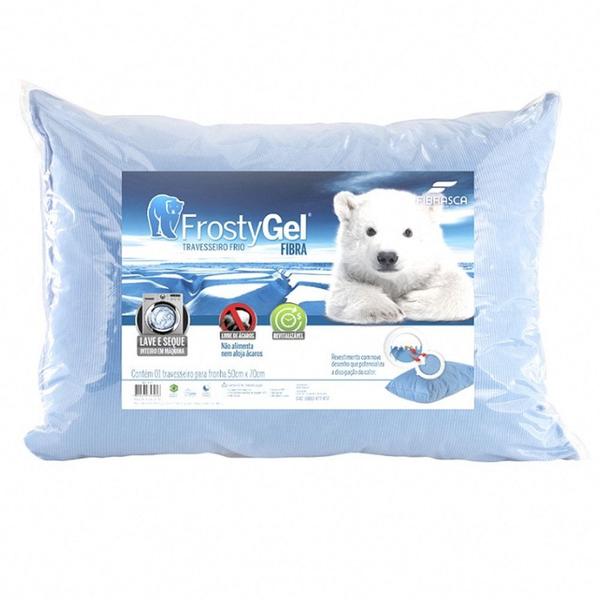 Imagem de Travesseiro Frio Lavável Kit 4 100% Poliéster Frostygel Azul - Fibrasca