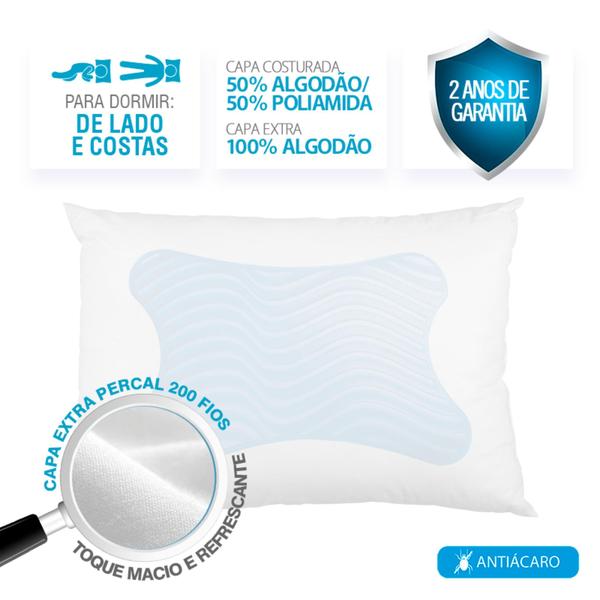 Imagem de Travesseiro Gelflex NASA Para Dormir de Lado e Costas - Duoflex GN1108