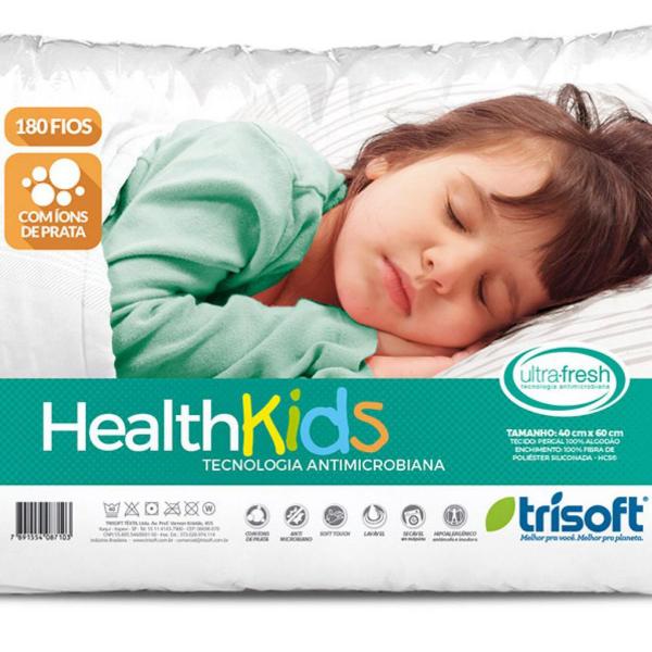 Imagem de TRAVESSEIRO INFANTIL ANTIMICROBIANO HEALTHKIDS 40x60cm TRISOFT