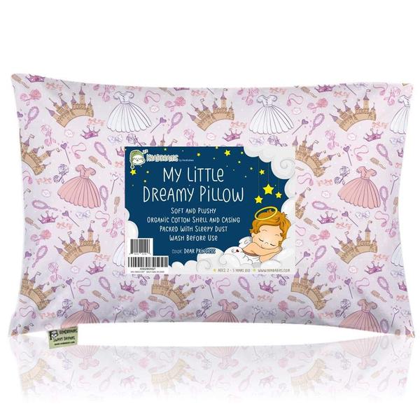 Imagem de Travesseiro infantil com fronha - 13X18 Almofadas macias de algodão orgânico para dormir - Máquina Lavável - Crianças, Crianças, Menino, Menina - Perfeito para Viagem, Berço Infantil, Conjunto de Cama (Querida Princesa)