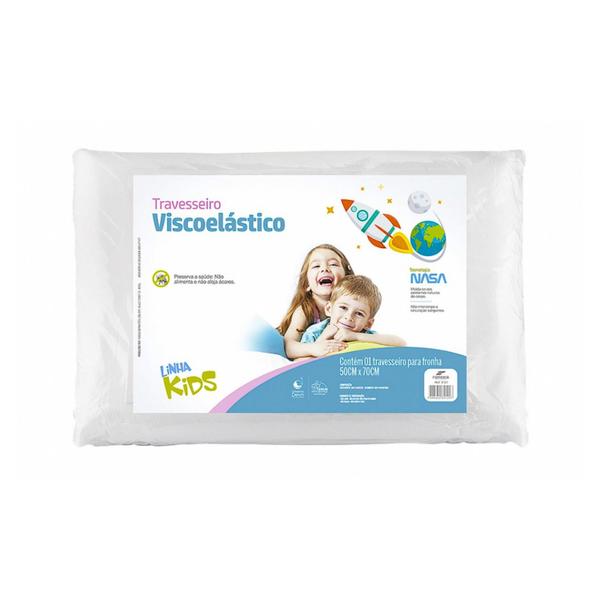 Imagem de Travesseiro Infantil Kids NASA Viscoelástico Para Fronhas 50x70 Z5101 Fibrasca Branco