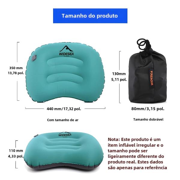 Imagem de Travesseiro Inflável Portátil para Camping - Dobrável e Compressível