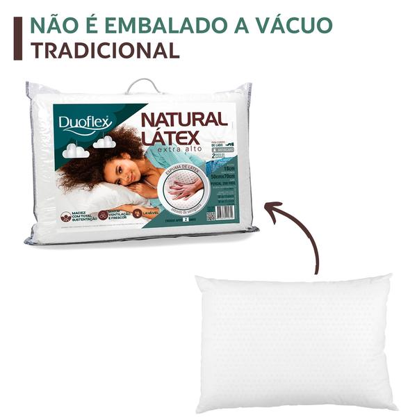 Imagem de Travesseiro Inteligente Duoflex Natural Látex Extra Alto Tradicional 68cm X 18cm Cor Branco