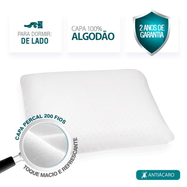 Imagem de Travesseiro Inteligente Duoflex Natural Látex Extra Alto Tradicional 68cm X 18cm Cor Branco