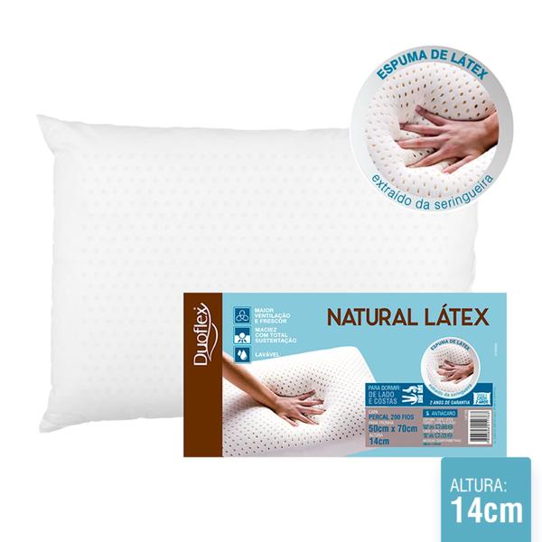 Imagem de Travesseiro Látex Natural - 14cm + Capa 100% algodão Impermeável