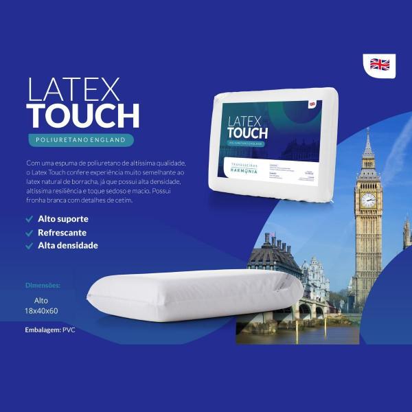 Imagem de Travesseiro Latex Touch England 18X40X60 - Alto